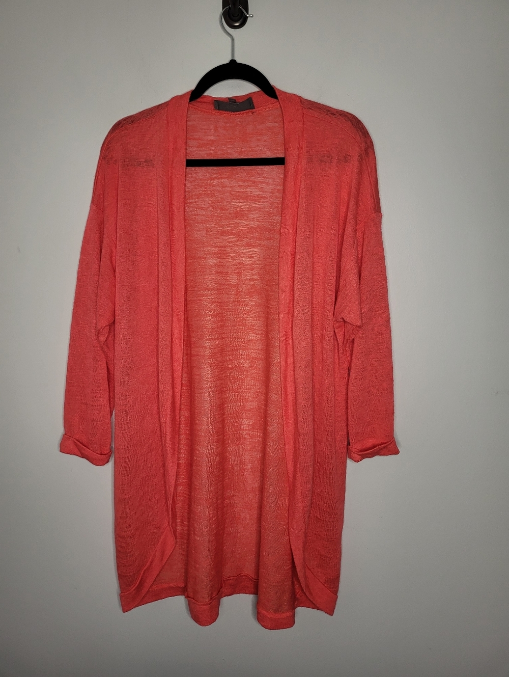 Anthropologie Sunday In Brooklyn Coral Longline Open Front Cardigan Size M Light